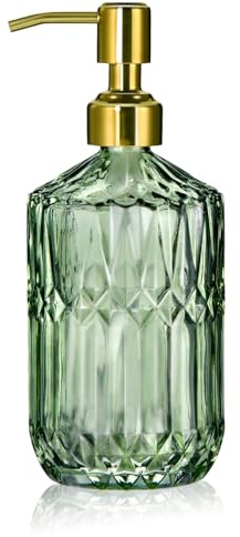 LuminaVerde Seifenspender Glas, Seifenspender für Küche & Bad,mit Gold Pumpe, Pumpspender für Flüssigseife, Lotion oder Spülmittel