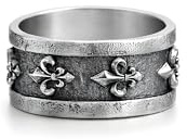 REYTEL Fleur de lis Bague pour homme en argent sterling 925 – Symbole de noblesse, d'honneur et de fidélité, bague en argent frappante avec ornement en plastique et signification historique