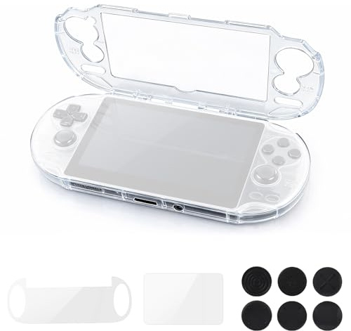 Custodia Rigida Chiaro Cristallo Set per Console Gioco Sony PS Vita PSV 1000 PCH-1000, Custodia Protettiva Chiaro con Vetro Temperato Pellicole Protettive Copri Joystick per Appassionati