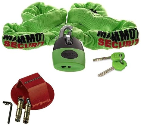 Thatcham Approved Chain & Lock 1.8m + Rocksolid Ground Anchor Motorcycle Motorbike Security Kit