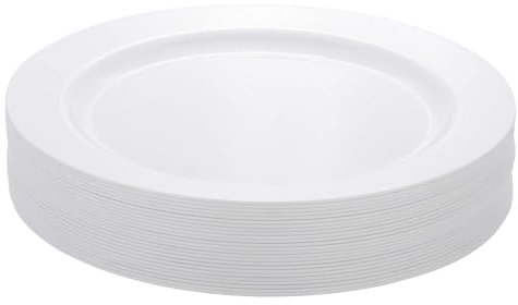 GRÄWE Kunststoffteller Set in Porzellan-Optik, Ø 19 cm, spülmaschinengeeignet, 25er Pack leichte Teller, leichtes Geschirr, 25 Stück - Weiß - wiederverwendbar