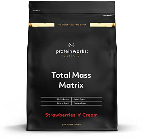THE PROTEIN WORKS Protein Works - Total Mass Matrix | Portion de 475 calories | Masse musculaire | Prise de poids | 16 Servings | Fraises à la Crème | 2kg