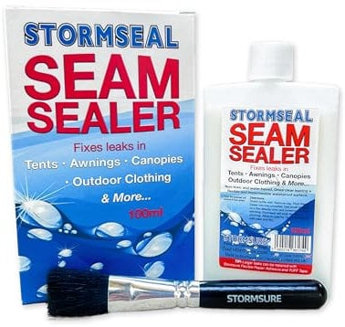 Stormseal Nahtabdichtung 100 ml - Wasserdichte Nähte an Zelten und Lochlecks in Stoffen mit Einfachem Auftragen mit Pinsel