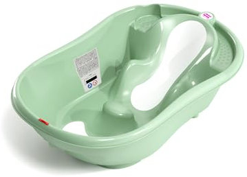 OKBABY Onda Evolution - Baignoire pour le Bain des Nouveau-nés 0-12 Mois, Assise en Gomme Antidérapante - Vert