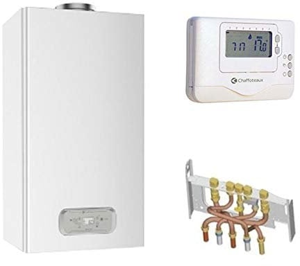 Chaudière Gaz BasNox Inoa Nox Chaffoteaux 25 kW/Cheminée Complète (Douilles + Dosseret) avec Thermostat Filaire