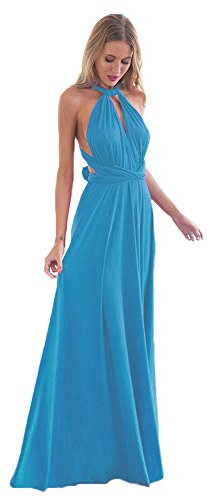 IMEKIS Vestido de noche elegante para mujer, multidirección, convertible, sin mangas, cuello en V, hombros descubiertos, dama de honor, boda, cóctel, fiesta, vestido largo, vestido de baile de