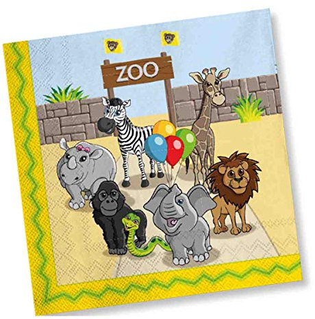 DH-Konzept: 20 Servietten * Zoo & ZOOTIERE * für Kindergeburtstag und Mottoparty | Kinder Napkins Papierservietten Tiere Party Set