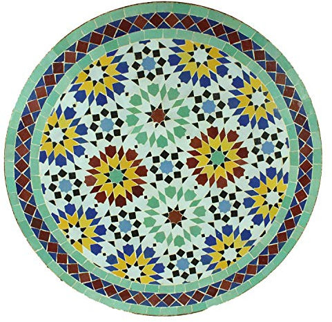 Casa Moro Gartentisch Balkontisch Terrassentisch – Mosaiktisch Rund Ø 60 cm – Tisch Zellige-Fliesen – Esstisch Küche Esszimmer – Fliesen-Tisch Wohnzimmer – Marokko