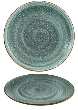 summa Bajo Plato 28cm, Colección Moon Turquoise, Vajilla Porcelana Turquesa (6 Unidades)