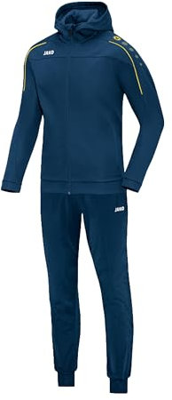 JAKO Trainingsanzug Kinder Polyester Classico mit Kapuze Nightblue/Citro Gr. 140 - Jogginganzug 2-teilig für Sport und Alltag, Jogginghose & Trainingsjacke
