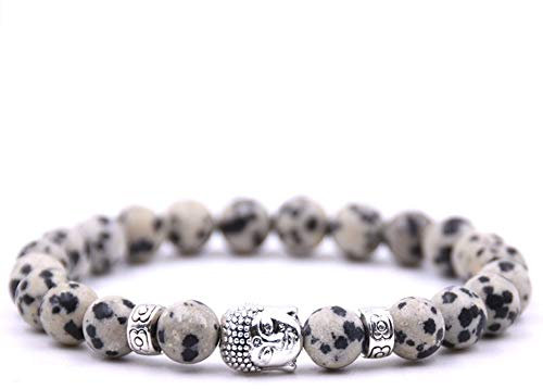 NanXi Armbänder Naturperlen mit Buddha-Kopf Amulett und Pierre Schutz Chakras - Paare Armband Perlen Energie,12