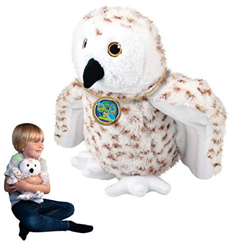 EcoBuddiez - Schneeeule von Deluxebase. Großes 30cm weiches Plüschtier aus recycelten Plastikflaschen. Umweltfreundliches kuscheliges Geschenk für Kinder und süß Stofftier für Kleinkinder.