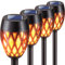 KOOPER Solarlampen für Außen, 4 Stück Upgrade Solarleuchten mit Realistischem Flammenlicht, IP65 Wasserdicht Garten Deko Solar Fackeln für Halloween Weihnachten, Hof, Balkon, Weg