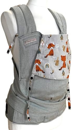 Babytrage Fräulein Hübsch SoftTai V2 Foxes - ab Geburt bis Kleinkindalter (Gr 50/56-80/86) - mitwachsend, ergonomisch, anpassbar, schnell angelegt - bequem gepolsterter Baby & Kleinkind Carrier