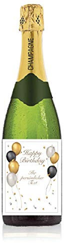 Personalisiertes Etikett für Sektflasche zum Geburtstag, Geschenk, Champagner, Sekt, Flaschenetikett, Aufkleber, selbstklebend, Sticker