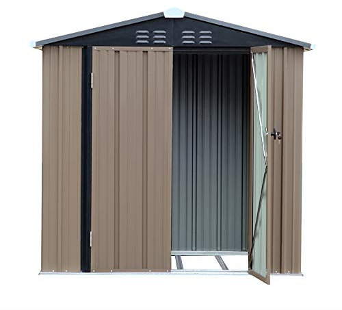 Metal Garden Shed Garden Storage Outdoor Metal Utility Tool Storage with Lock for Tools (4X6)