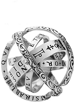 HCMA Vintage astronomische Kugelringe Halskette für Frauen Männer kreativer komplexer rotierender kosmischer Fingerring Schmuck Geschenk