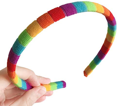 LYWYOUDDKH Frauen Herbst Waschen Gesicht Plüsch Stirnband Regenbogen Gestreifte Elastische Styling Haarreifen - M#