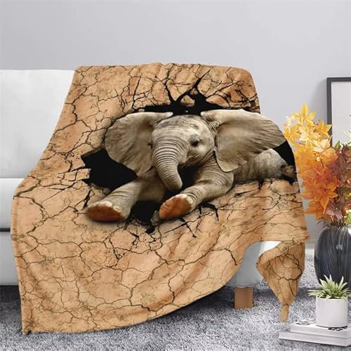 ZZXHG Kuscheldecke Flauschig Baby Brauner Elefant Jugendlich, Weiche Flanell Fleecedecke Plüsch Decke für Kinder Haustier, Warm Sofadecke Wohndecke Couchdecke Wolldecke Tagesdecke - 75x100 cm