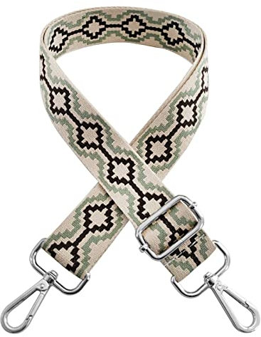 Schultergurt für Taschen Breit 3.8cm & Verstellbar 80-130cm, Taschengurt Breit Boho, Schulterriemen für Taschen, Tragegurt Tasche Schultergurt Taschenkette Strickmuster - Silber Karabiner (E Beige)