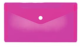HERMA 20039 Dokumententasche DIN lang transparent pink rosa, kleiner Sichttaschen Umschlag mit Druckknopf, Briefumschlag aus Plastik für Schule, Uni, Büro, Reise