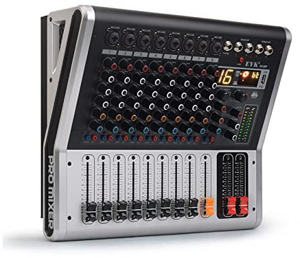 HODAGES Audio Mixer 8 Channels Power Mixing Console Amplifier 2x150W 16 DSP effect Professional Bluetooth-compatible USB Audio Mixer DJ Portable And Lightweight