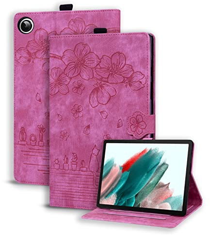 Succtopy Hülle Galaxy Tab A8 10.5 Zoll 2021 Folio Flip PU Leder Schutzhülle Samsung Galaxy Tab A8 2021 Stifthalter Stand Wallet Cover Case Tablet Hülle Galaxy Tab A8 SM-X200/X205/X207 Rosarot