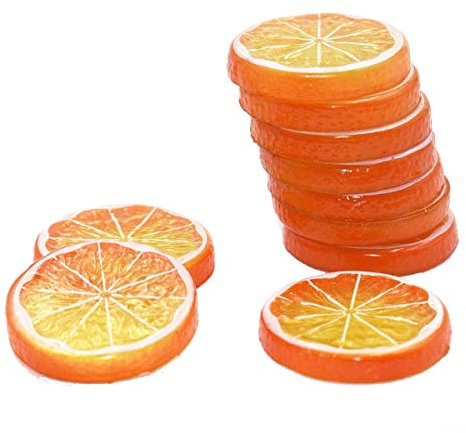 Hagsnec 10 Stück Zitronenscheiben, künstliche Früchte, sehr simuliert, lebensechtes Modell für Zuhause, , Dekoration, Orange