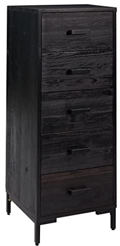 vidaXL Kommode Sideboard Schubladenschrank Schubladenkommode Aufbewahrungsschrank Schrank Anrichte Schwarz 42x35x110cm Massivholz Kiefer