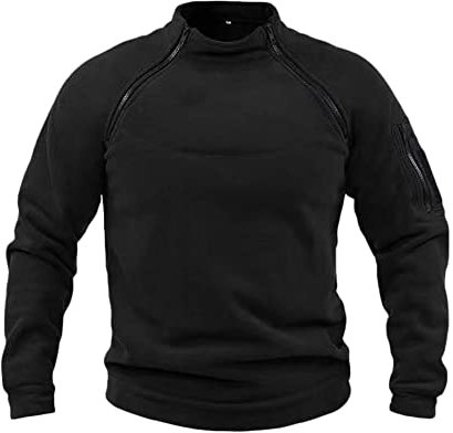 NCTCITY Hommes Tactique Armée Polaire Pull Veste Militaire Athlétique Sport Haut Chaud Zippé Sweatshirt sans Capuche Coupe-Vent Chandails Travail Loisir