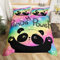 Nette Panada Bettbezug 200x200, Regenbogen Galaxy Tröster Abdeckung für Kinder Mädchen Teens Schlafzimmer Dekor, Sternenhimmel Bettwäsche Set Kawaii Cartoon Tier Bettwäsche Abdeckung Schwarz Rosa Blau