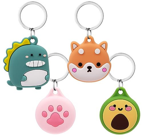 AXFEE Airtags in Silicone Lavabile, Porta Air Tag per GSP Apple, Airtag Cover per Chiavi Zaini e Animale, Mantiene un Segnale Forte-Shiba Inu + Artiglio Di Gatto Rosa + Avocado + Menglong Verde