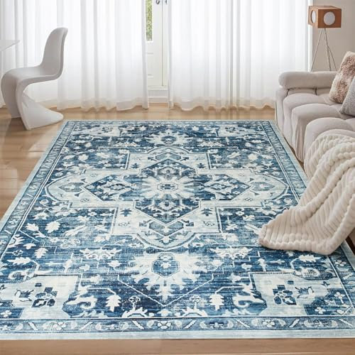 Aspire Homeware Rugs for Bedroom Living Room Large 160x230 cm - Traditional Area Rugs Tranquil Cashmere Style - Soft Short Pile Vintage Rug - Carpet for Dining Room Easy To Clean
