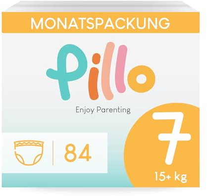 Pillo Windelhöschen, Größe 7, 84 Stück, 4 Packungen mit je 21 Windeln, Größe 7 - XXL (15 + kg) – Babywindeln