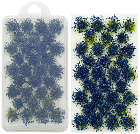 Woohome Kunstrasen Cluster Blume Dekor Künstliche Pflanzen Mikrolandschaft Ornament Blume Mikrolandschaft Blume Dekor Miniatur Ornament für Miniatur Tabletop Spiele Modelleisenbahn (Blau)