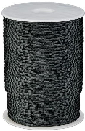 Relaxdays Paracord 4 mm Cuerda de Nailon, 80 m, Resistente a Desgarros, Tipo 3, 9 Filamentos Interiores, hasta 250 kg, Negro