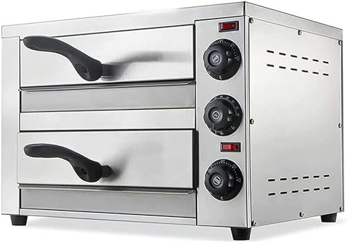 Horno De Pizza Eléctrico De 16 Pulgadas Horno De Pizza Comercial De Doble Capa, Horno De Pizza Comercial con Temporizador Ajuste De Temperatura Independiente Acero Inoxidable