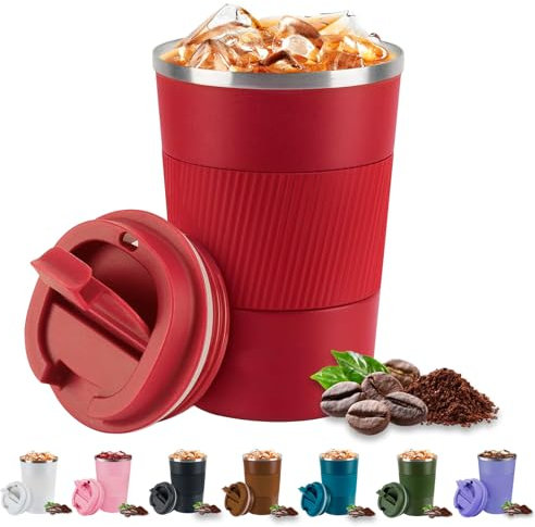Eastrise Travel Mug,Insulated Coffee Cup with Leakproof Lid,Reusable Travel Coffee Mug,Stainless Steel Coffee Cup for Hot or Cold Drinks(Red/13oz)