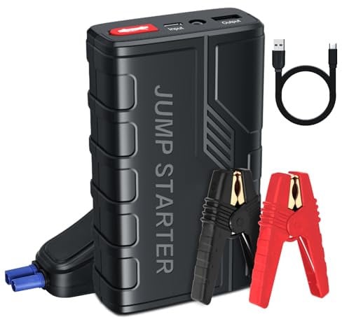 Momowin Avviatore batteria auto,1500A 12V (Fino a 7.0L Gas e 5.5L Diesel) Avviatore emergenza per auto/Moto Jump Starter con e Torcia LED,Porta USB da per Smartphone