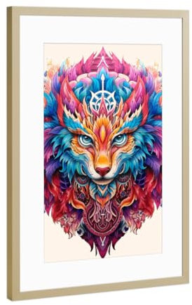 artboxONE Poster mit Rahmen Gold 30x20 cm Mandala - Mystisch - Avalon von Ibanez Design - gerahmtes Poster