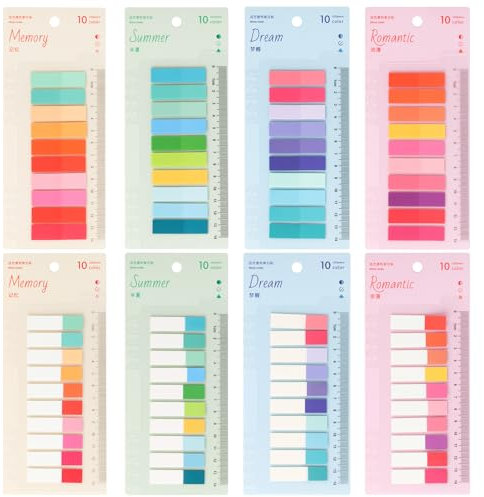1600 Stück Klebezettel Haftstreifen - 8 Stile Haftnotizen Pastell Book Tabs Sticky Notes Hafemarker Postit Transparente Post its Klein Heftstreifen Page Marker