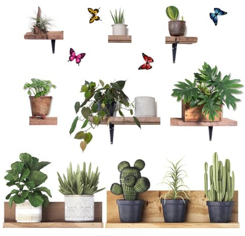 KLYNGTSK 2 PCS 3D Pegatina de Pared Planta Verde Planta en Maceta Pegatina de Pared de Flores Pegatinas Cactus Pegatinas de Pared 3D Vinilo Pegatinas de Pared PVC Bonsai para Cocina Oficina Pasillo