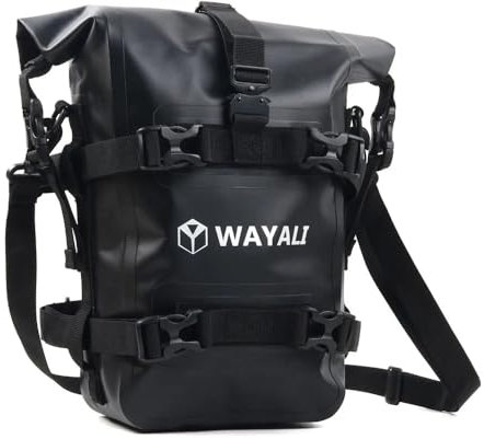 MOQIAOSEIKO wasserdichte 6L Motorrad Sturzbügeltaschen Gepäckträger Sissy Bar-Satteltasche seitliche Werkzeugtasche Umhängetasche mit Schultergurt