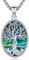 Friggem Collier Arbre de vie, Pendantes Arbre de vie Coquille d'ormeau en Argent Sterling 925 Collier Pendante Hypoallergéniques Bijoux Cadeaux pour Maman Petite Amie