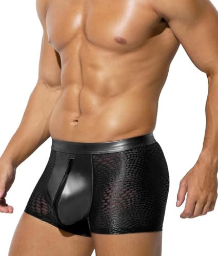 Casey Kevin Boxershorts Herren Unterwäsche Männer Boxer Herren Pu Leder Boxershorts Mit Zipper Clubwear Unterhose