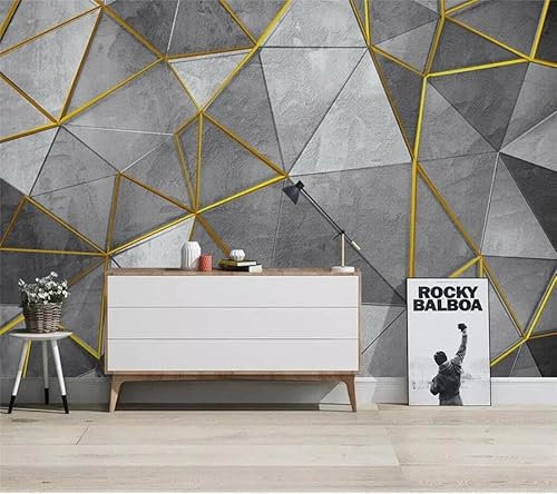 YEWIER Fototapete selbstklebend PVC wohnzimmer 3d tapete dreidimensionale gold linie geometrie schlafzimmer hintergrund wand dekorative kunst sticker
