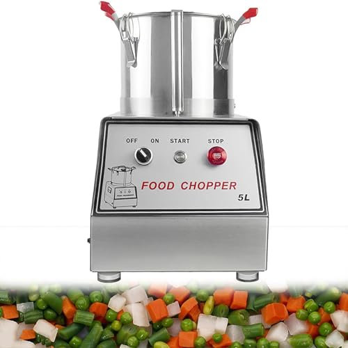 Picadora Verduras Comercial 5-15L,máquinaprocesadora Alimentos Eléctrica Con Puertoalimentacióngrande Y Cubo Acero Inoxidable Extraíble,1400RPM/min Y Rendimiento150KG/H,corte Uniforme,para Carne