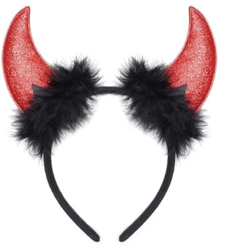 YUNHENTONG Corne Diable Halloween,Serre Tete Diable,Diable Oreilles Bandeau,Serre Tete Halloween Convient,pour le Diadème d'accessoires de Cheveux de Costume de Fête d'halloween de Carnaval (A)