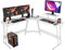 BestOffice Bureau d'ordinateur 128x128x90cm Bureau en Forme de L Corner Table de Jeu avec Support pour écran avec Grand Bureau pour étudier（Blanc）
