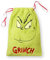 The Grinch Kordelzugbeutel | Weicher, mit Fell bestickter Mehrzweck-Weihnachtsthema-Sack | Grüne festliche Whoville-Bekleidung für animierte Charaktere | Saisonales Weihnachtsfilm-Merchandise